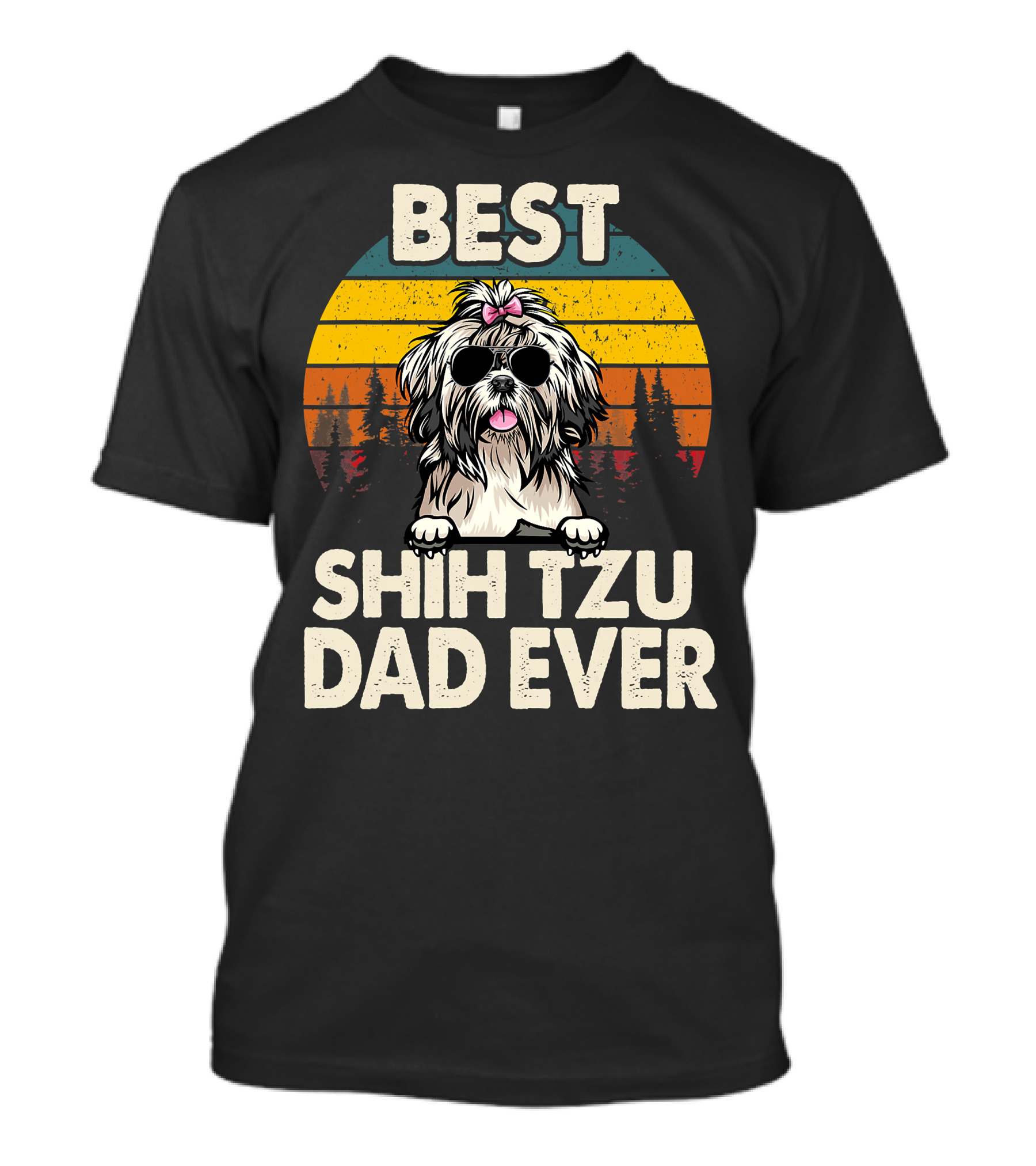 Best Shih Tzu Dad Ever Vintage Retro T-Shirt