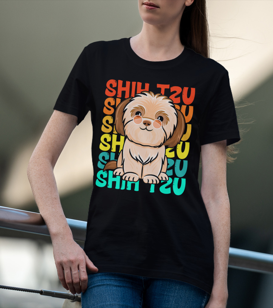 Shih Tzu Vintage Shihtzu Dog Retro Colors T-Shirt