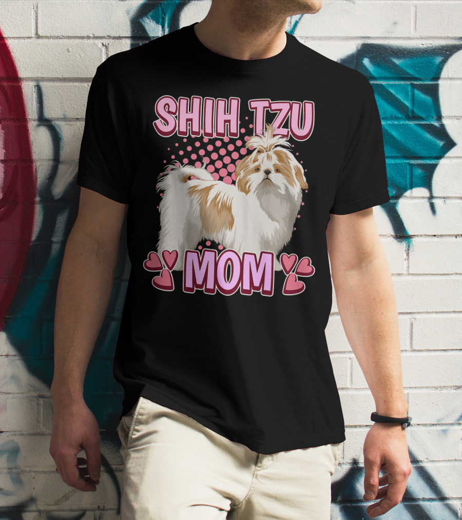 Shih Tzu Mom With Heart Accents T-Shirt