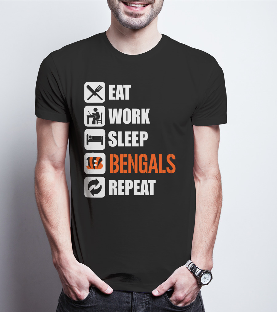 Eat Work Sleep Bengals Repeat T-Shirt