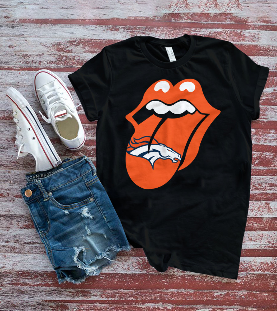 Denver Broncos Rolling Stones Tongue Logo Fusion T-Shirt