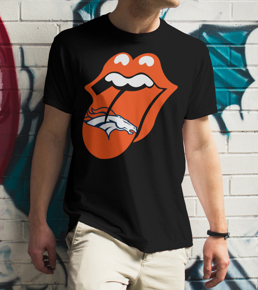 Denver Broncos Rolling Stones Tongue Logo Fusion T-Shirt