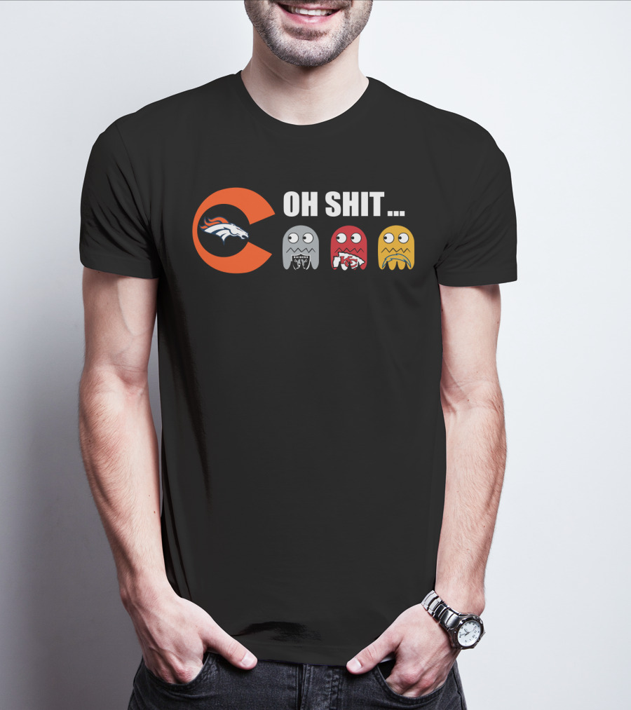 Denver Broncos Oh Shit Pac-Man Ghosts T-Shirt
