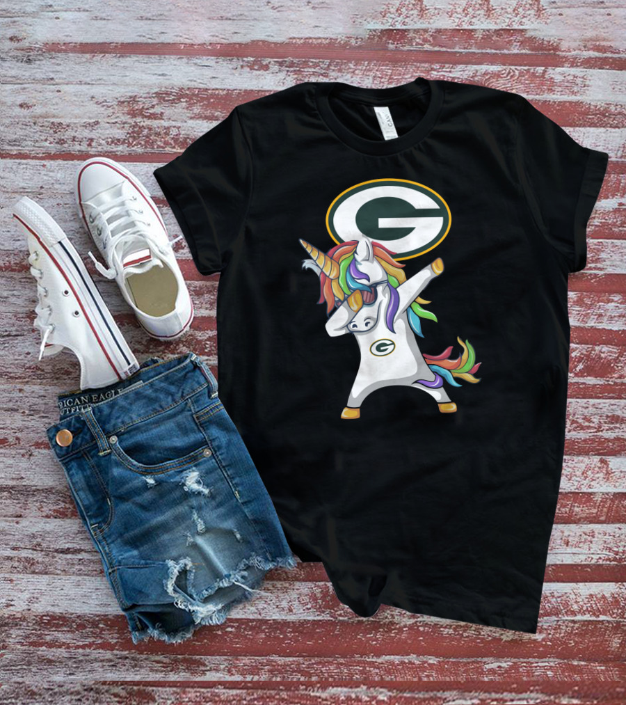 Green Bay Packers Dab Unicorn Rainbow T-Shirt