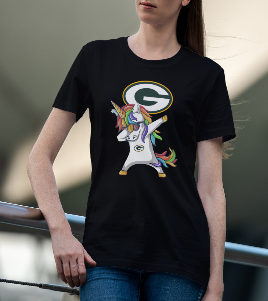 Green Bay Packers Dab Unicorn Rainbow T-Shirt