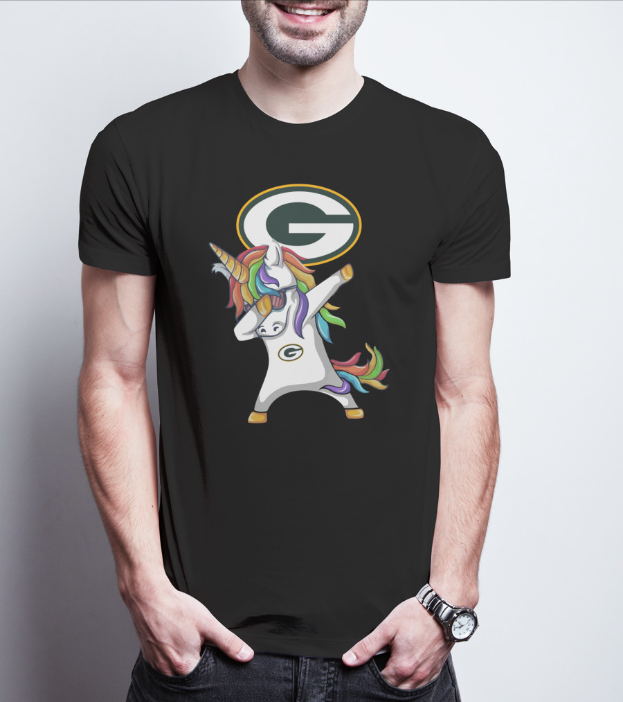 Green Bay Packers Dab Unicorn Rainbow T-Shirt