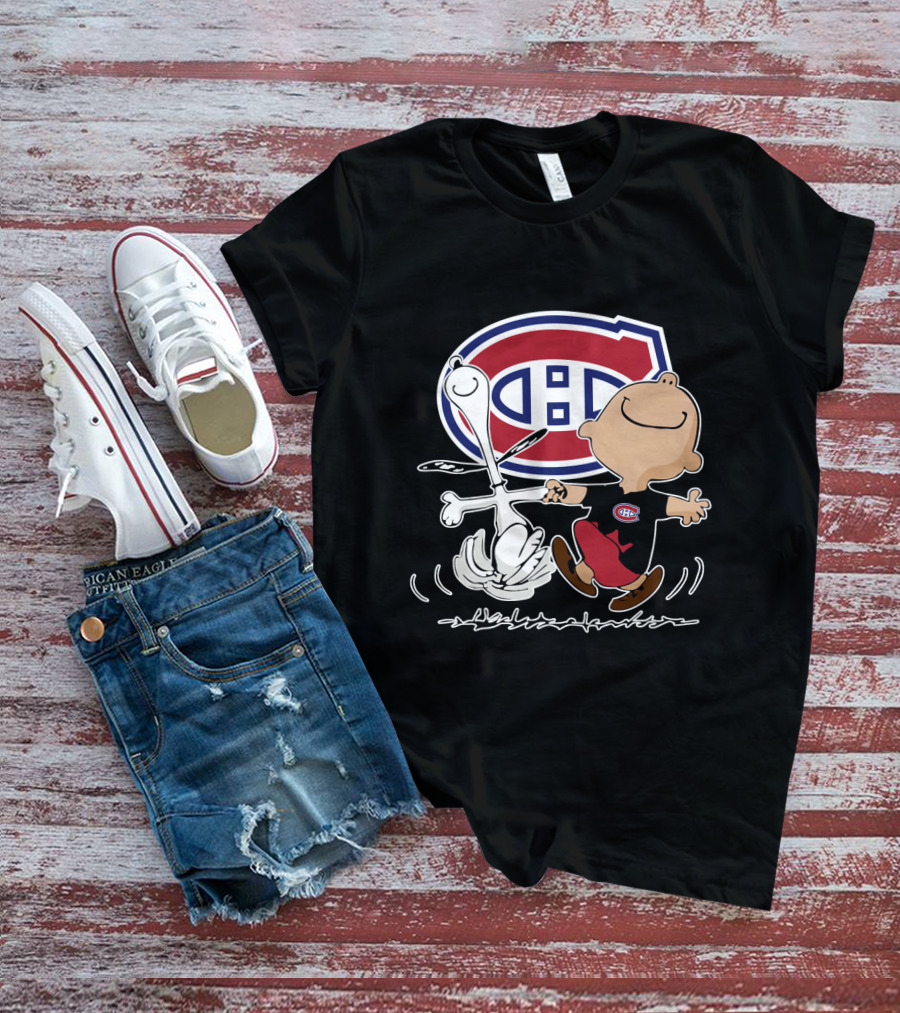 Montreal Canadiens Charlie Brown And Snoopy Dance T-Shirt