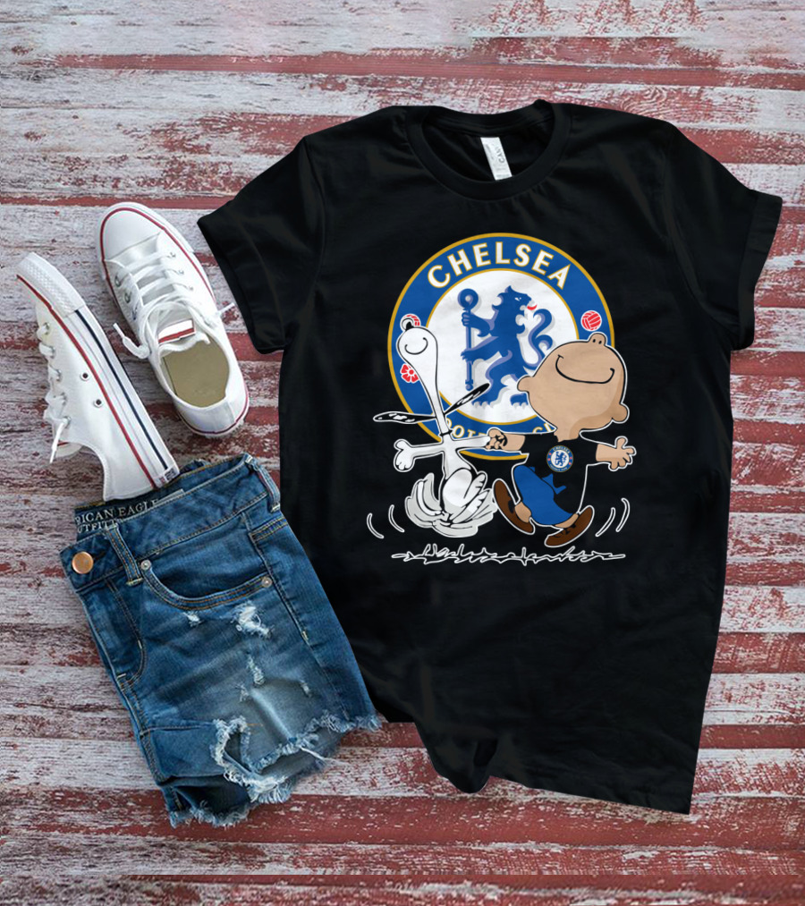 Chelsea Blue Lion Dancing Peanuts Characters T-Shirt