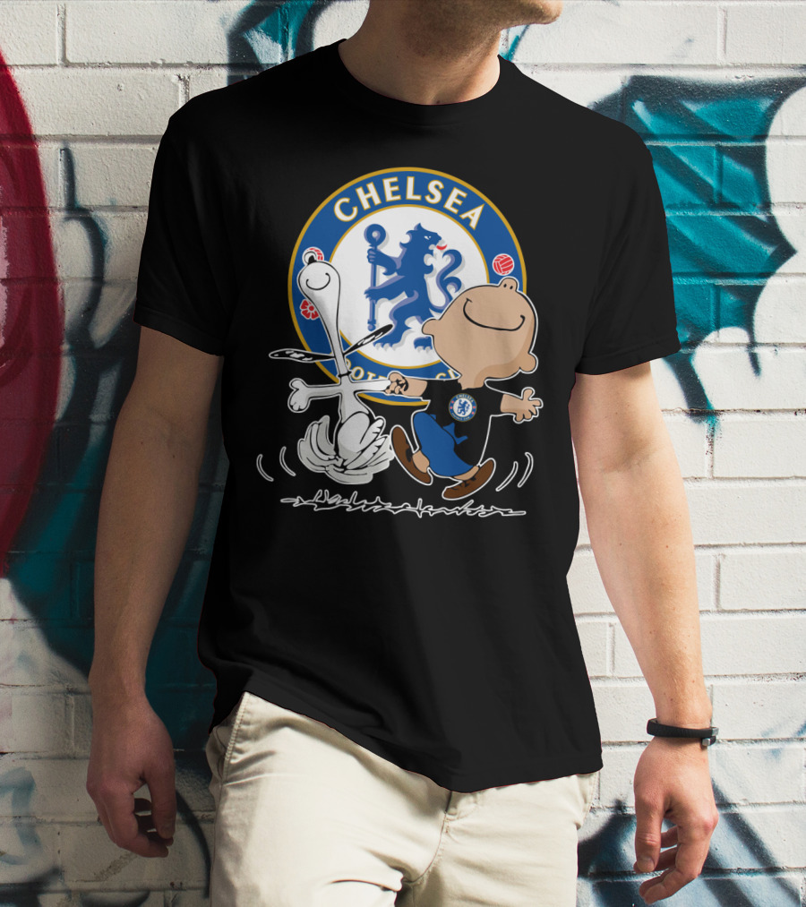 Chelsea Blue Lion Dancing Peanuts Characters T-Shirt