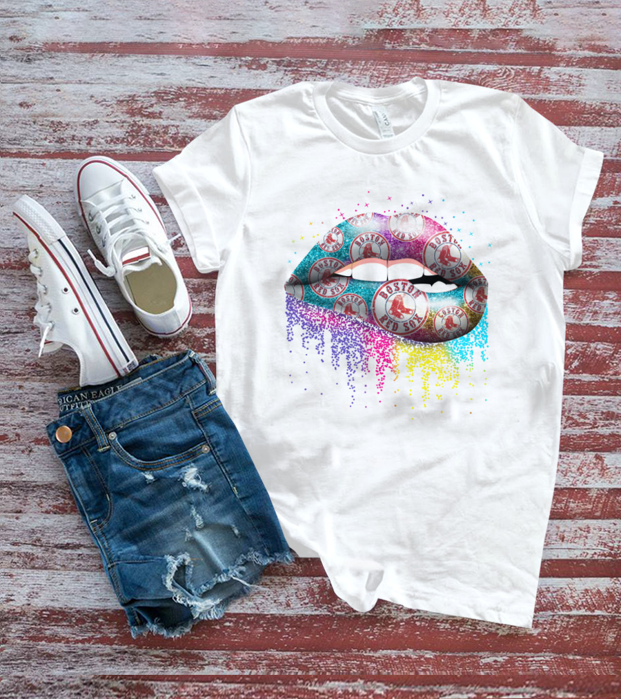 Boston Red Sox Glitter Lips T-Shirt