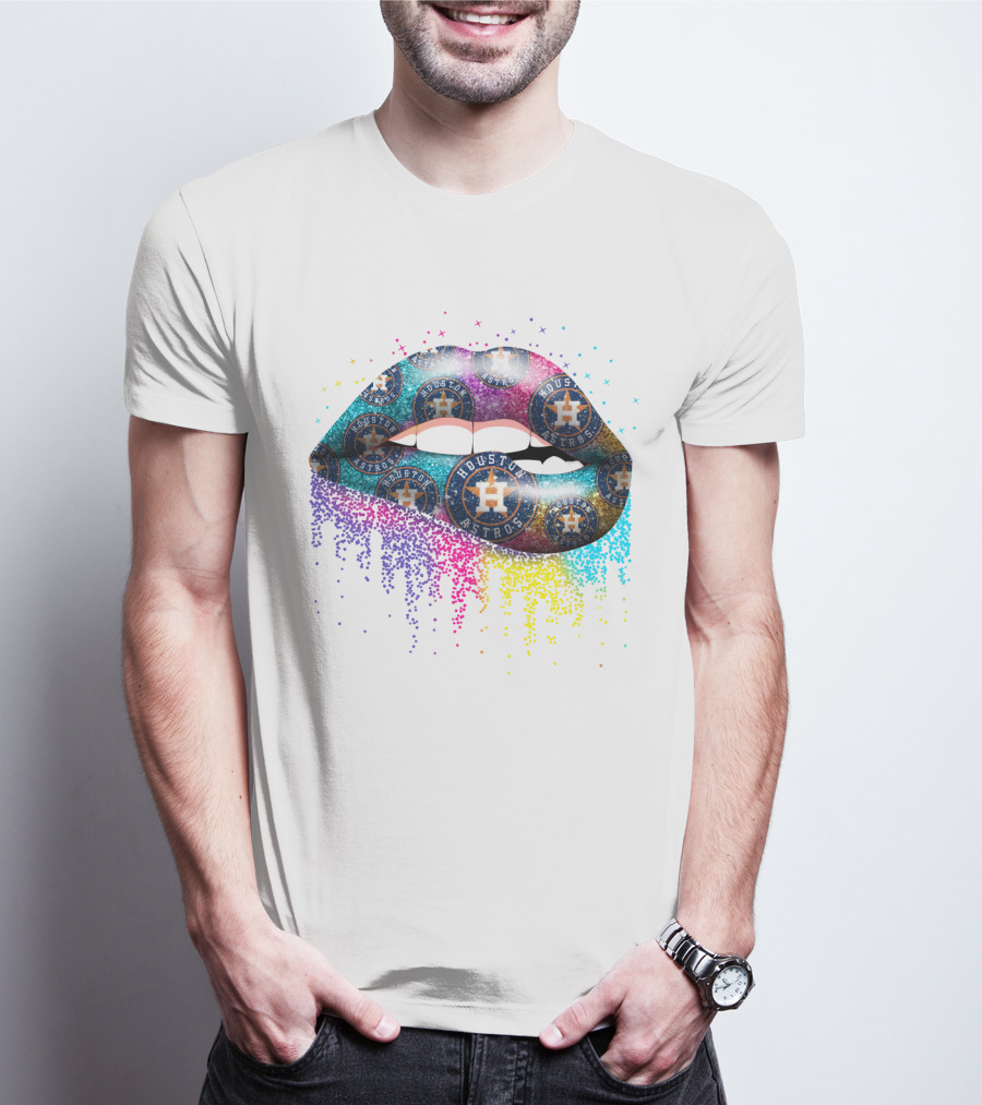 Houston Astros Logo Glitter Lip T-Shirt
