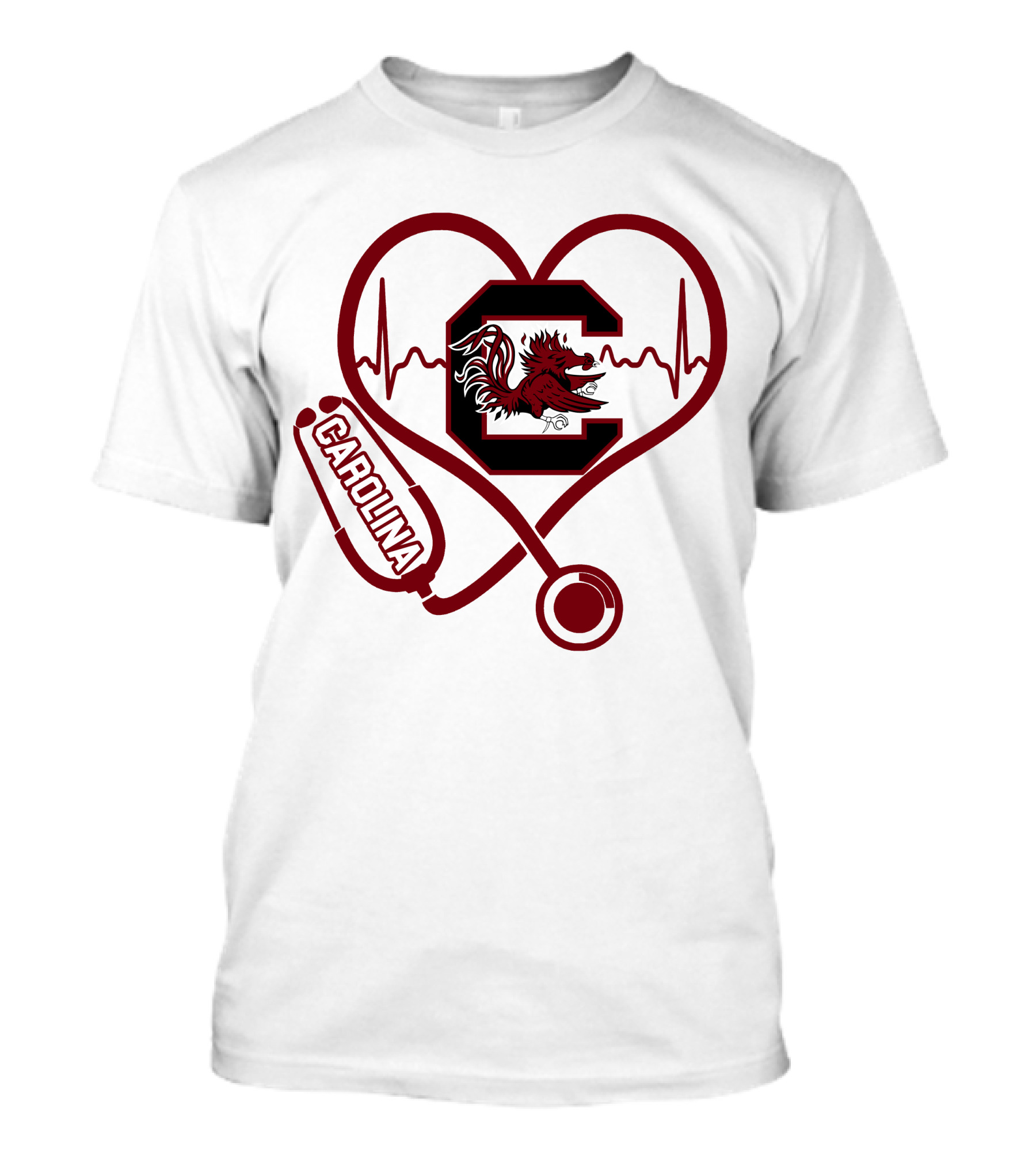 Carolina Nurse Heartbeat Gamecock Stethoscope T-Shirt