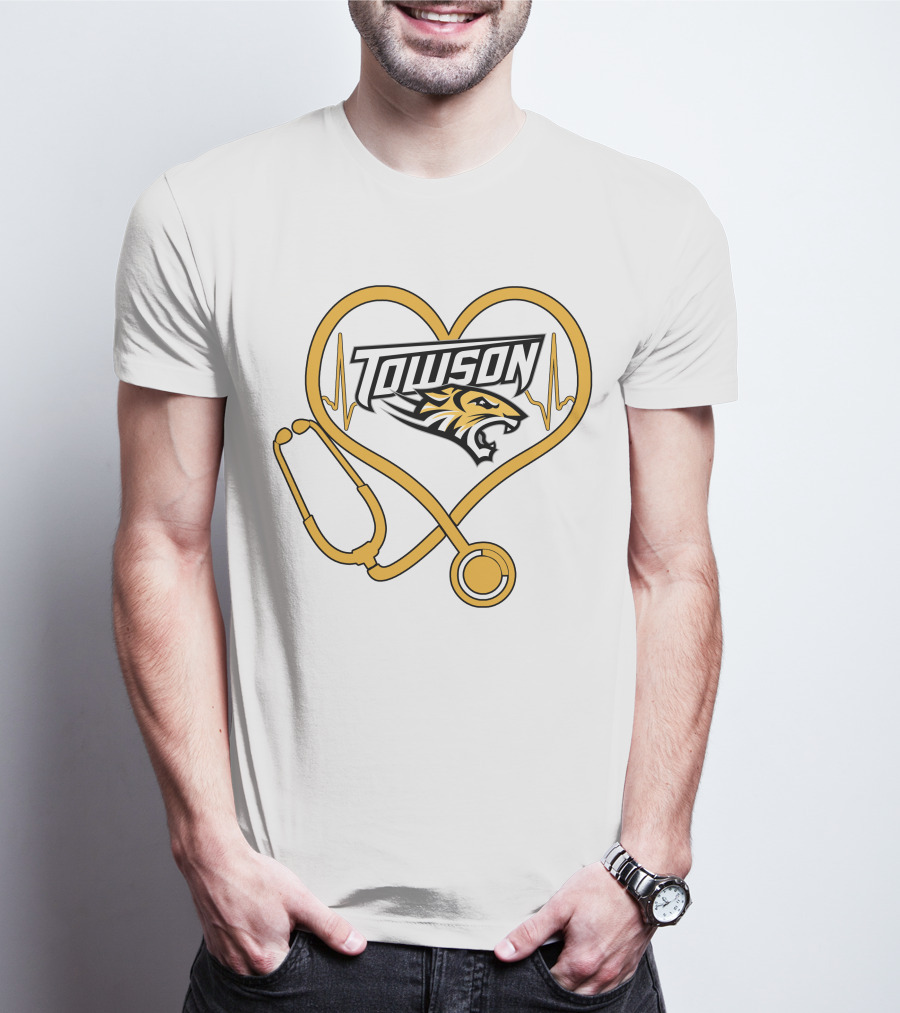 Towson Nurse Stethoscope Heartbeat Tiger T-Shirt