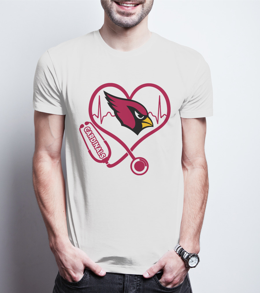 Arizona Cardinals Nurse Heart Stethoscope T-Shirt
