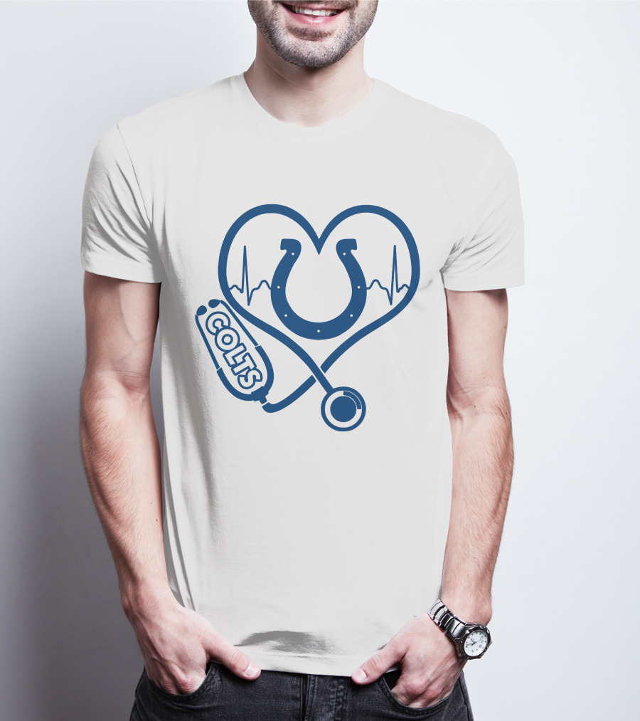 Nurse Colts Stethoscope Heartbeat Horseshoe Indianapolis T-Shirt