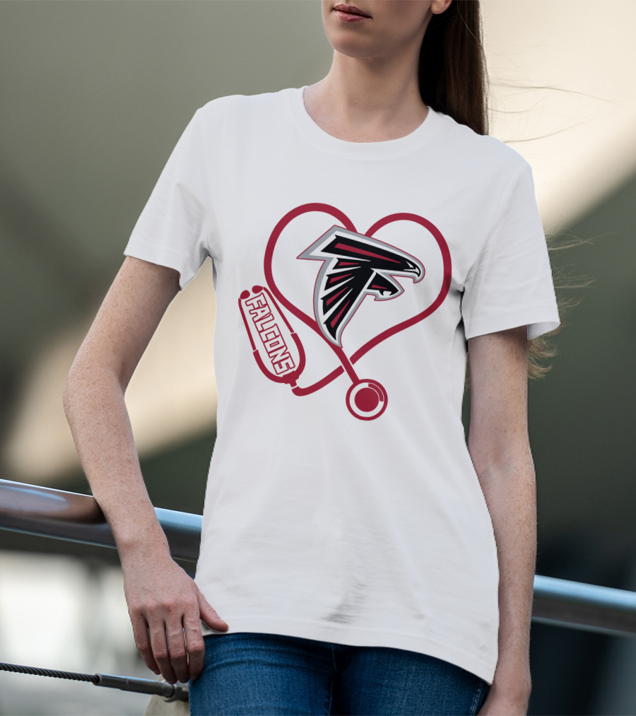 Atlanta Falcons Heart Stethoscope Nurse Theme T-Shirt