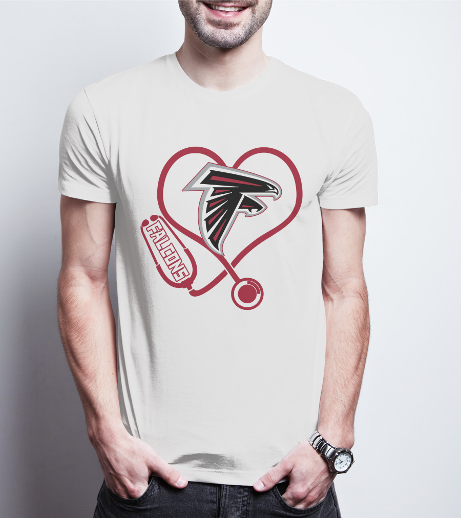 Atlanta Falcons Heart Stethoscope Nurse Theme T-Shirt