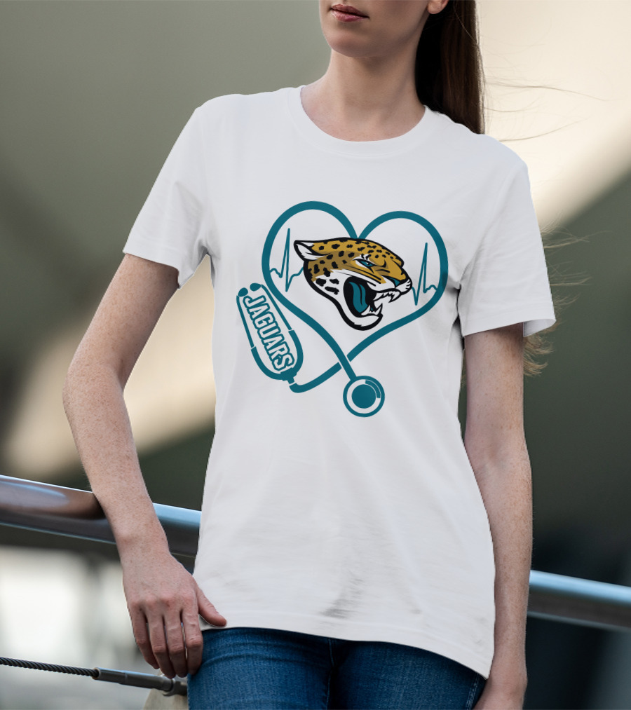Jacksonville Jaguars Nurse Heartbeat Stethoscope T-Shirt