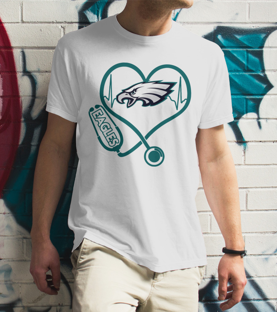 Nurse Philadelphia Eagles Heartbeat Stethoscope T-Shirt