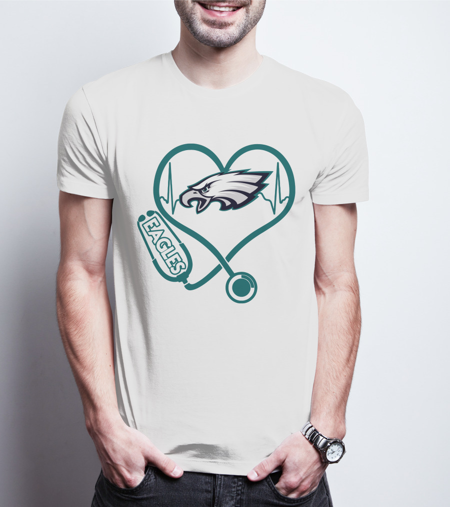 Nurse Philadelphia Eagles Heartbeat Stethoscope T-Shirt